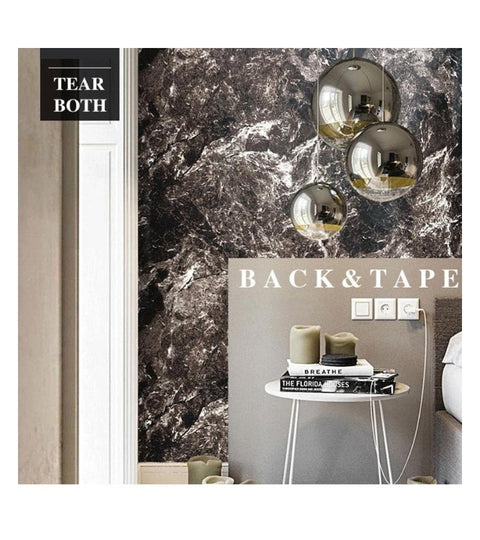 Black Marble Wood Grain Self Adhesive Waterproof Wallpaper for Kitchen Cabinets Vinyl Contact Paper