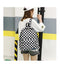 Black & White Lattice Nylon Daypack for Women High Quality Big Capacity Waterproof Backpack